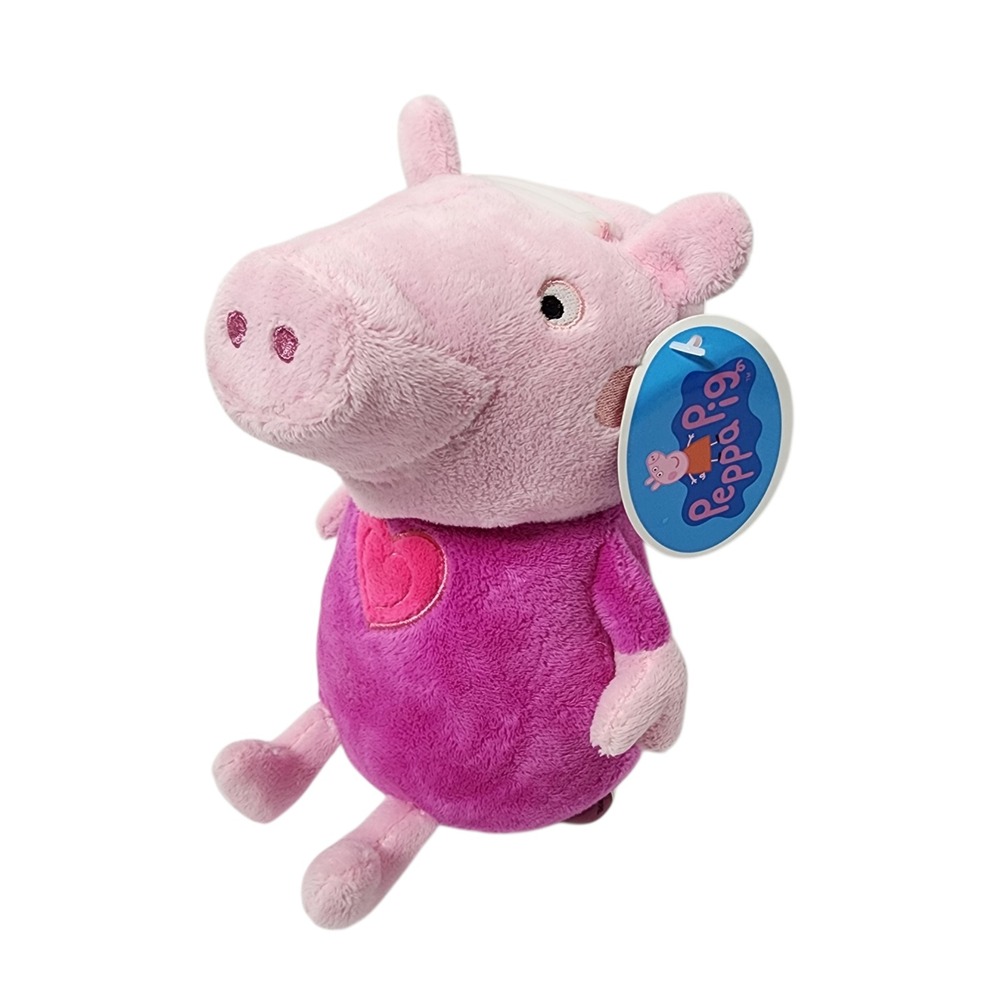 Peppa Pig Plush Toy Coin Bank Pink Purple Heart Imported‎ by Fab NY